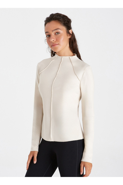 Boboist Dik Yaka Düz Bej Kadın Bluz BB56W210W006