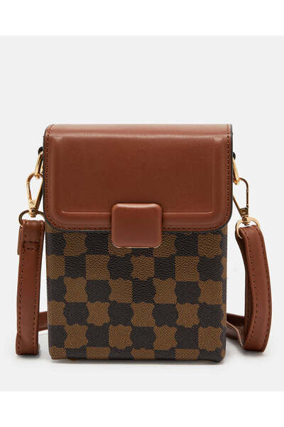 REDTAG حقيبة جوال نسائية مطبوع باللون البني