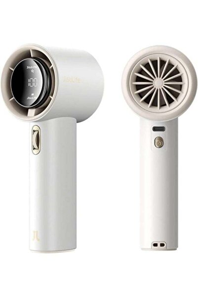 JISULIFE مروحة يدوية محمولة قابلة لإعادة الشحن عبر USB مع شاشة رقمية LED، 100 سرعة (أبيض)