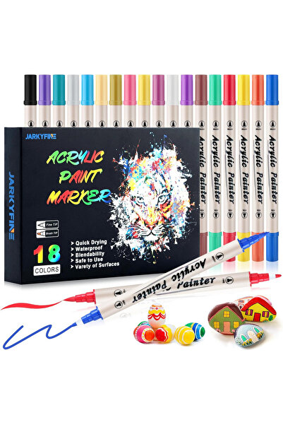 OEM Pixuri colorate acrilice, rezistente la apă, 18 culori, markere cu două c...