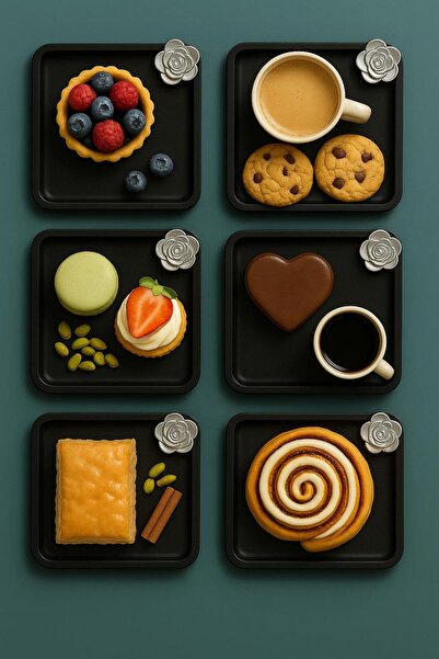 VENON 6 قطع 🌸 مقاوم للخدش ولا يظهر بصمات الأصابع 🌸   صينية تقديم القهوة 🌸 ...