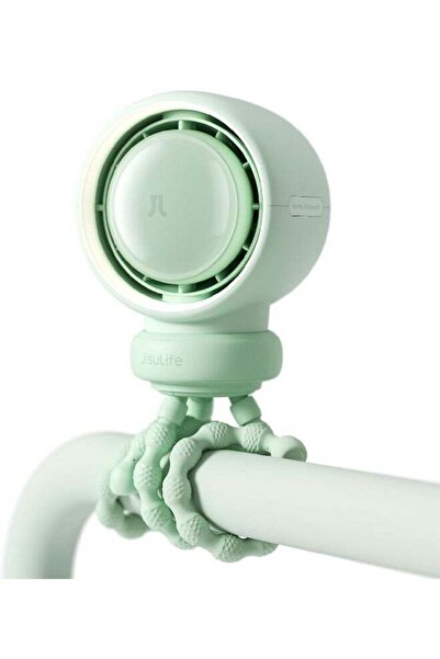 JISULIFE Baby Stroller Fan Life2, Battery Operated, 5-Speed Air Purifier, Mint Green