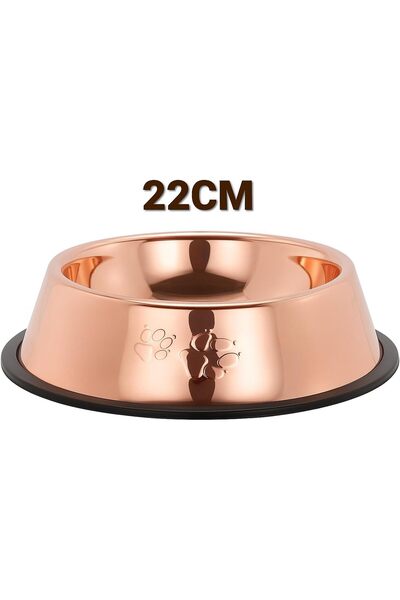 Best Ladies 2Pcs Stainless Steel Cat/Dog Bowls with Rubber Base Non-Slip (Rose, Large)