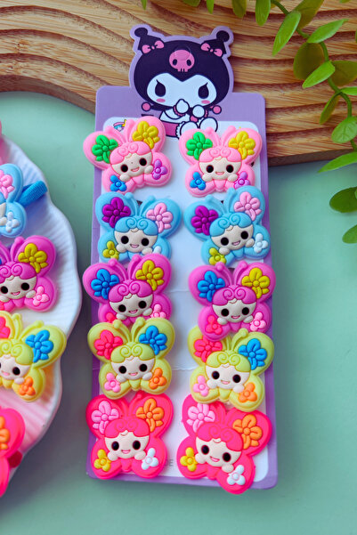 Nisankids Girl's Colorful Rubber Buckle with Butterfly Figure 5 Pairs 10 Pieces