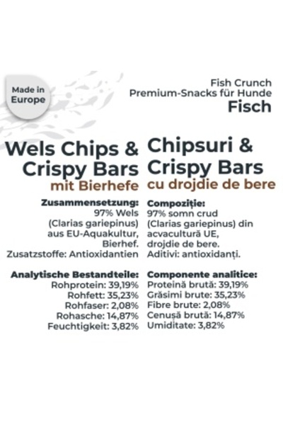 ECO NRG PET FOOD Dog Treats | Fish Snacks | CRISPY BARS FROM CATFISH WITH BREWER'S YEAST | 125 g