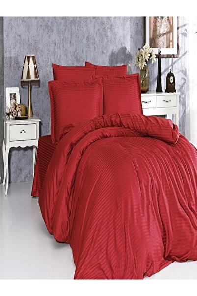Zarif Home Striped Cotton Satin King Size Comforter Set - 3 Pcs