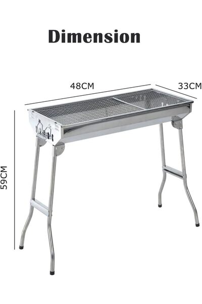 Yuwell YU WELL Stainless Steel Portable Foldable Charcoal BBQ Grill Stand (Silver-Medium)