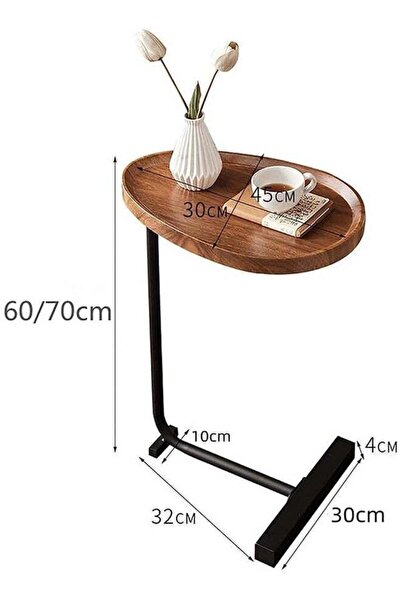 fulina Modern C-shaped Side Table For Tea And Coffee,Wooden Water Resistant Top,Stainless Steel Round
