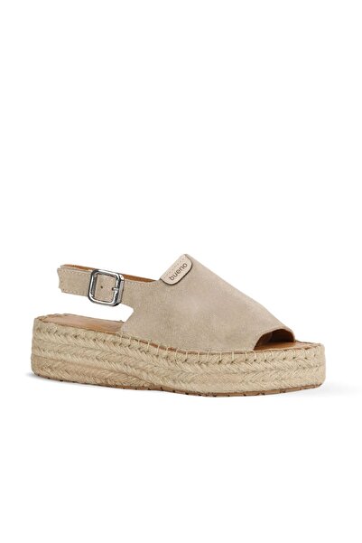 Bueno Shoes Beige Suede Women's Flat Sandals 14Ws72500