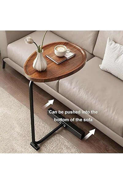 Generic Modern Coffee Table, Simplicity Metal and Wood C Shaped End Table, Stainless Steel Round Table