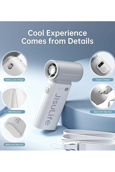 JISULIFE Portable Handheld Fan 5000mAh Mini USB Rechargeable, 5 Speeds (Grey)