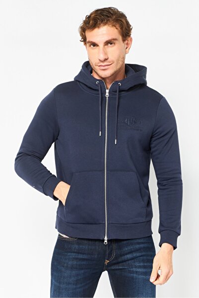 Gant Men Embroidered Logo Long Sleeve Hoodie, Navy