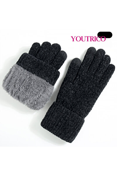 Youtrico قفازات شتوية مبطنة بطبقة سميكة وأساور طويلة لمزيد من الدفء، لون أسود، متوافقة مع شاشات اللمس