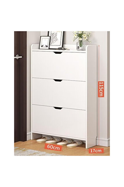 KEKE منظم أحذية بثلاث طبقات، خزانة قابلة للطي مع أبواب لغرفة المعيشة