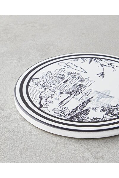 English Home Elegant Ceramic Coaster 10.8X0.8 cm Black - White (13.11.2025)