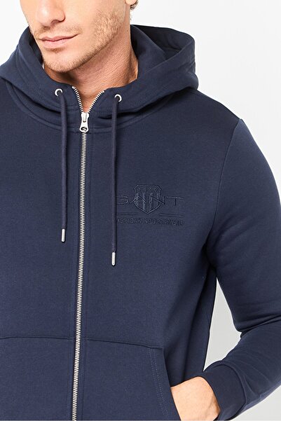 Gant Men Embroidered Logo Long Sleeve Hoodie, Navy