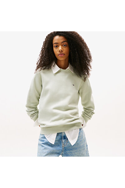 Tommy Hilfiger Tommy Jeans Regular Flag Kadın Yeşil Sweatshirt