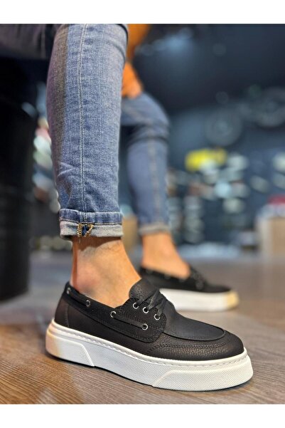 Kuback Bay Ayakkabıknack High Sole Casual Shoes 700 Black (White Sole)