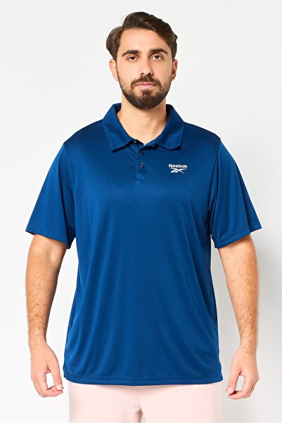 Reebok Men Regular Fit Short Sleeve Brand Logo Polo Shirt, Navy