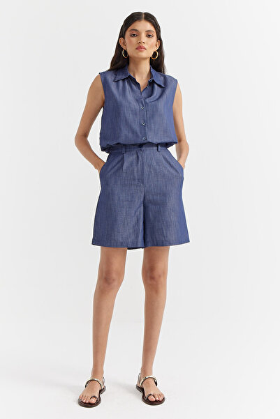 PAULMARK Γυναικείο σορτς με λεπτομέρειες με πλισέ