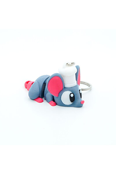 OEM Mouse Chef Keychain, 3D Articulated Figurine, Flexi Keychain for Schoolbag