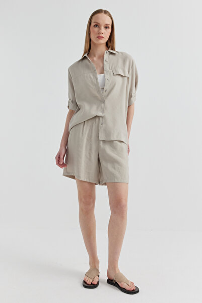 PAULMARK Γυναικείο σορτς με λεπτομέρειες με πλισέ