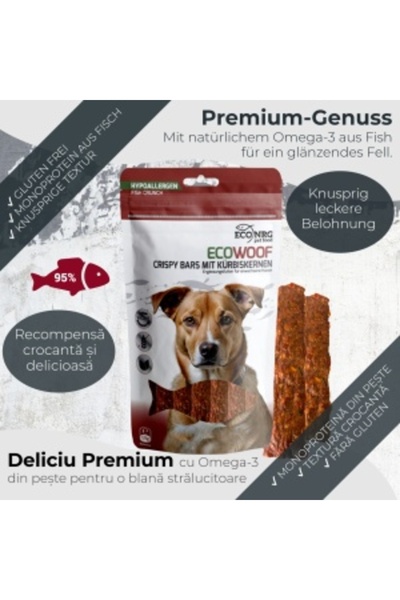 ECO NRG PET FOOD Dog Treats | Fish Snacks | CRISPY CATFISH BARS WITH PUMPKIN SEEDS | 125 g