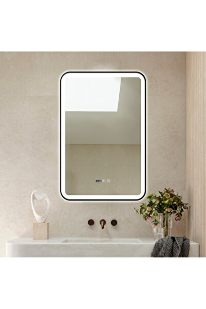 Smack LED Bathroom Mirror 60×90 cm with Defogger, Clock & Thermometer (ESN36)