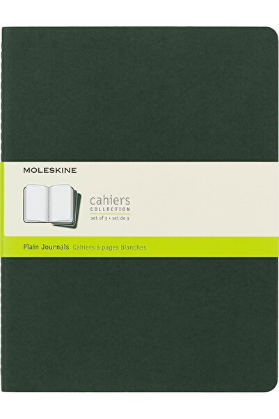 Moleskine Cahier Soft Cover Journal XL (7.5 x 9.5), Plain, Myrtle Green, 120 Pages (Set of 3)