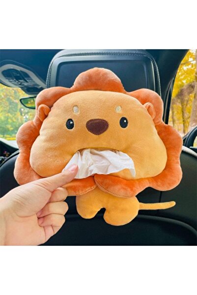 Gtech Tissue Holder for Car Headrest - Smiling Lion Plush Toy for Children