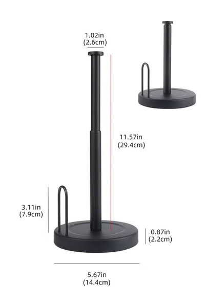 Generic Black Paper Towel Holder Kitchen Paper Towel Stand with Non-Slip Base Stainless Steel Roll Dispenser