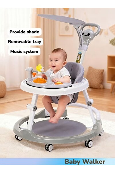 Generic Baby Walker 3-in-1 Foldable Walker Activity Center with Footrest 6-Position Height Adjustable