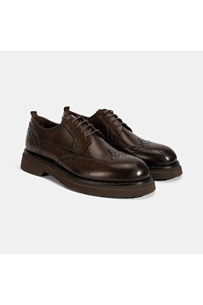 Desa Men's Brown Lace-Up Leather Classic Shoes