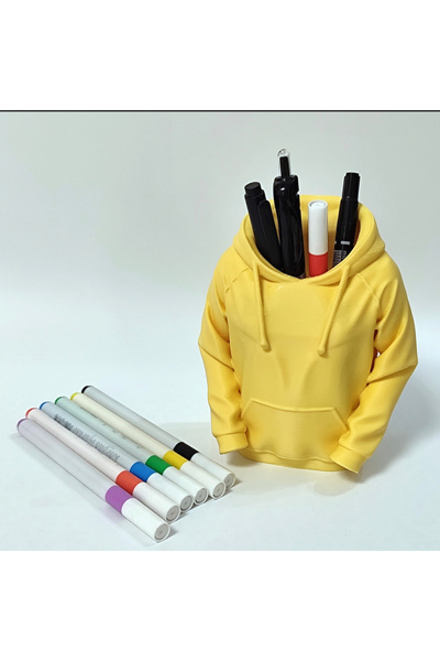 Flexilab Creative Hoodie Pen Holder – 3D Printing Yellow Sweatshirt Desktop Pen Organizer