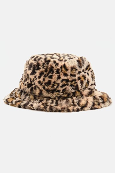 INC Women Animal Print Fleece Bucket Hat, Light Brown