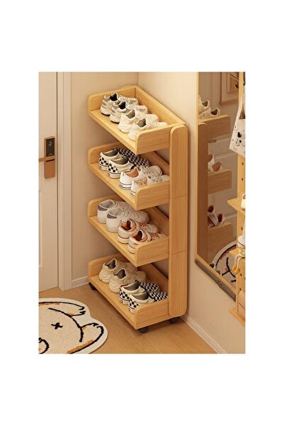 KEKE Multi Layer Movable Shoe Rack with Door Indoor Entryway Shoe Cabinet and Wall Integrated Storage