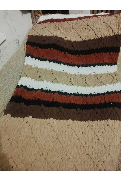 Dodemert Home بطانية أليز بافي كاڤي المحبوكة يدويًا 100 × 150 سم