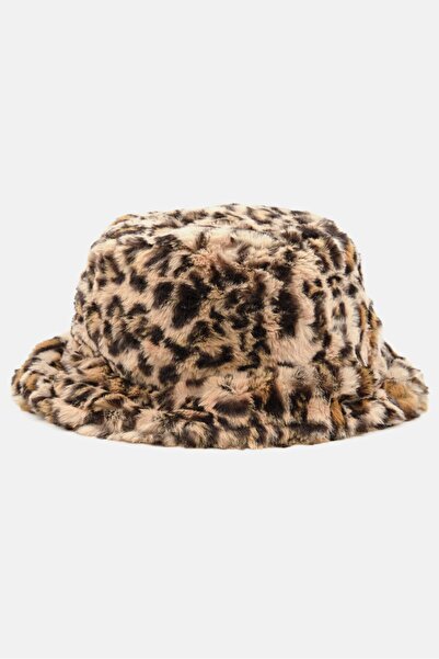 INC Women Animal Print Fleece Bucket Hat, Light Brown