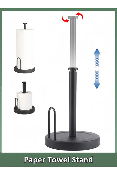 Generic Black Paper Towel Holder Kitchen Paper Towel Stand with Non-Slip Base Stainless Steel Roll Dispenser