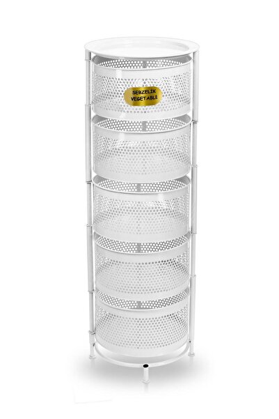 ARC GÜVEN METAL 5 KATLI Metal Sebzelik Meyvelik, Yuvarlak Mutfak Rafı, Çok Am...