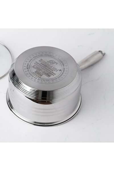 Bohmann Stainless Steel Saucepan 2.7L, 18cm with Heat-Resistant Glass Lid, Induction Compatible
