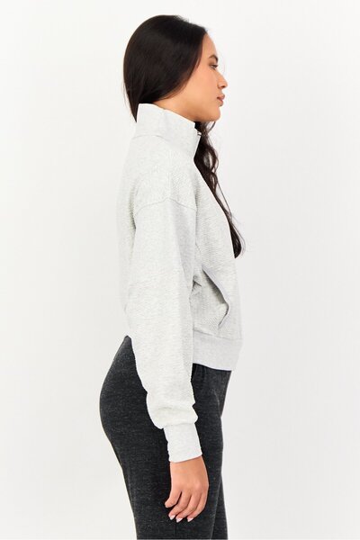 Reebok Women Sportswear Fit Long Sleeve Outdoor Sweatshirts, Light Grey