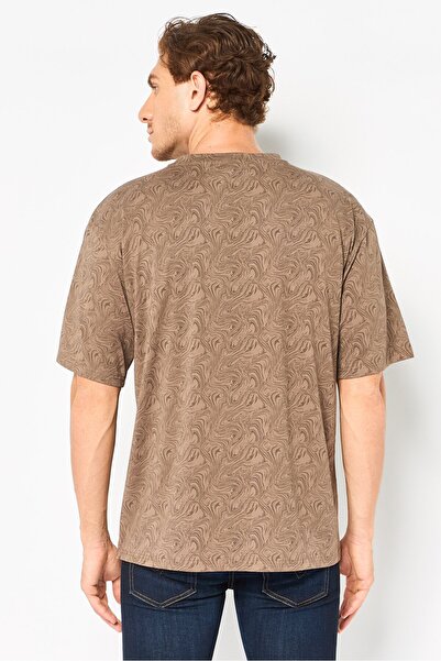 Core Elements Men Crew Neck Abstract Print Short Sleeve T-Shirt, Brown