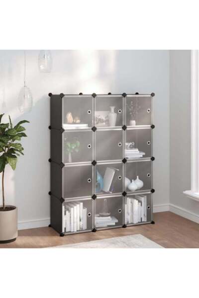 Artenova Dulap universal, organizator, pantofar modular cu 12 compartimente, 94,5x31,5x124 cm, negru