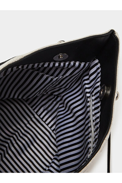 Styli White Textured Tote Bag with Adjustable Strap