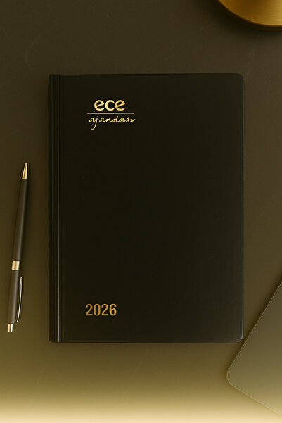 Ece Ajandası Marmaris 2026 12x16 Günlük Ajanda Çizgili Siyah