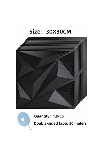 Zztcmp 12 Pcs 3D WallPanel,3D Texture PVC Wallpaper Diamond Design Decorative Wall Cover 30x30cm