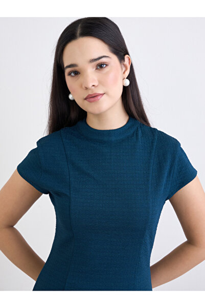 Styli Teal Asymmetric Hem Maxi Dress