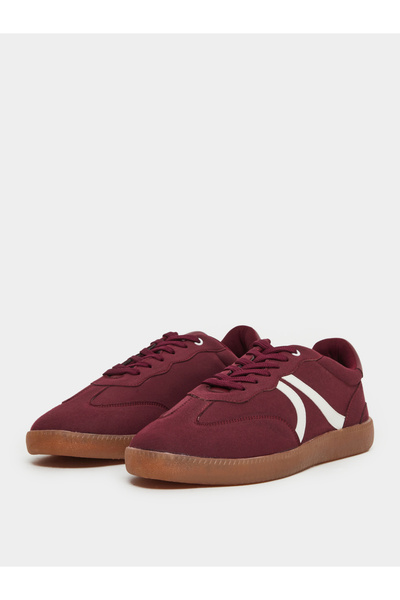 Styli Burgundy Suede Lace Up Sneakers