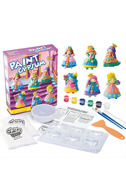 bebeLOGIC Set pictura si mulaj cu 6 figurine din ipsos, Princess, copii de la 3 ani, multicolor, bebeLOGIC™